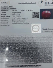 10.34/CT Natural Indian Ruby with Govt. Lab Certificate-2331